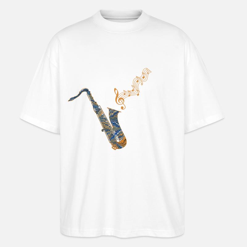 saxophon ebru 50 - Stanley/Stella Oversized Unisex Bio T-Shirt Blaster 2.0 - Weiß