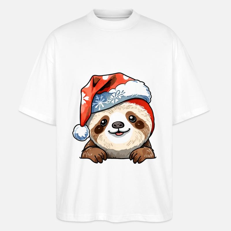 Dessin de Noël paresseux - T-shirt bio Blaster 2.0 coupe oversize Stanley/Stella Unisexe - blanc