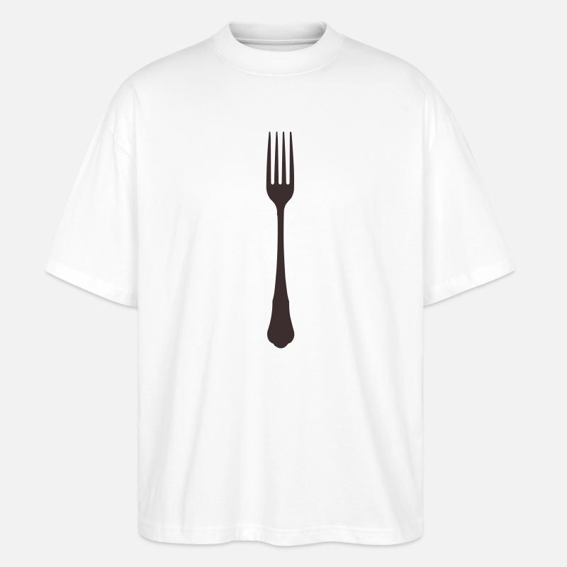 Fork Silhouette - Stanley/Stella Oversized Unisex Organic T-shirt Blaster 2.0 - white