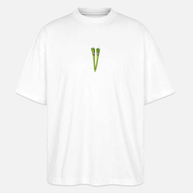 Spargelduo Lächelnd - Stanley/Stella Oversized Unisex Bio T-Shirt Blaster 2.0 - Weiß