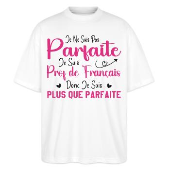 Femme Humour Professeur de Français - T-shirt bio Blaster 2.0 coupe oversize Stanley/Stella Unisexe - blanc - Devant - Alina (178cm) & Michal (187cm)