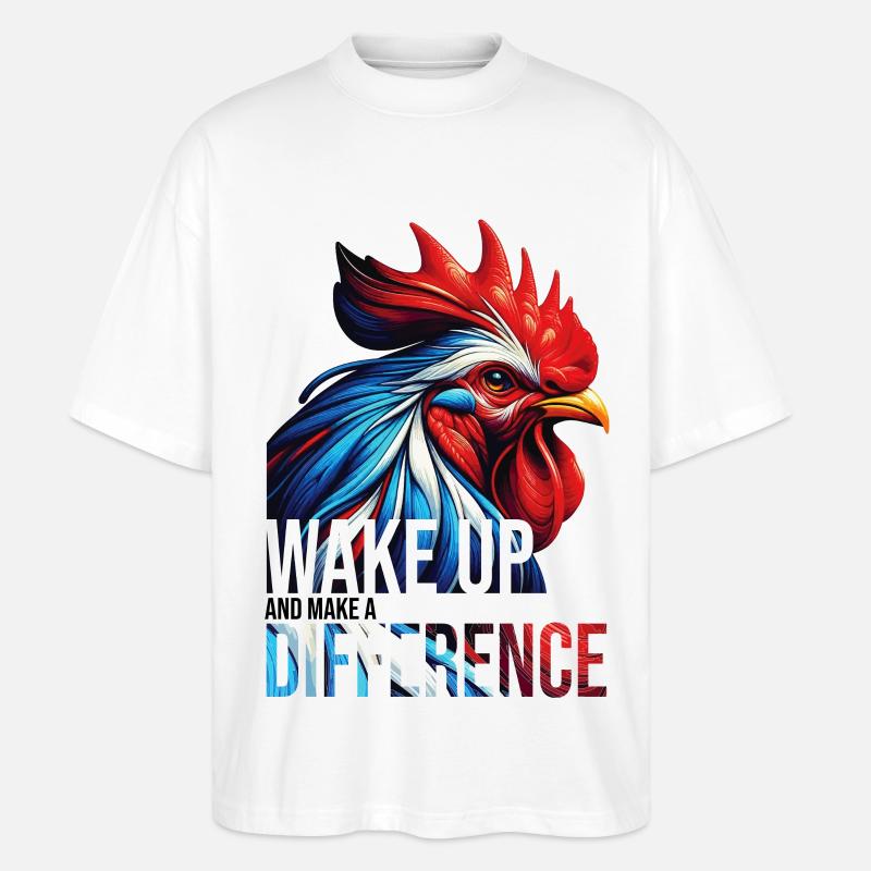 WAKE UP AND MAKE A DIFFERENCE - Stanley/Stella Oversized Unisex Organic T-shirt Blaster 2.0 - white