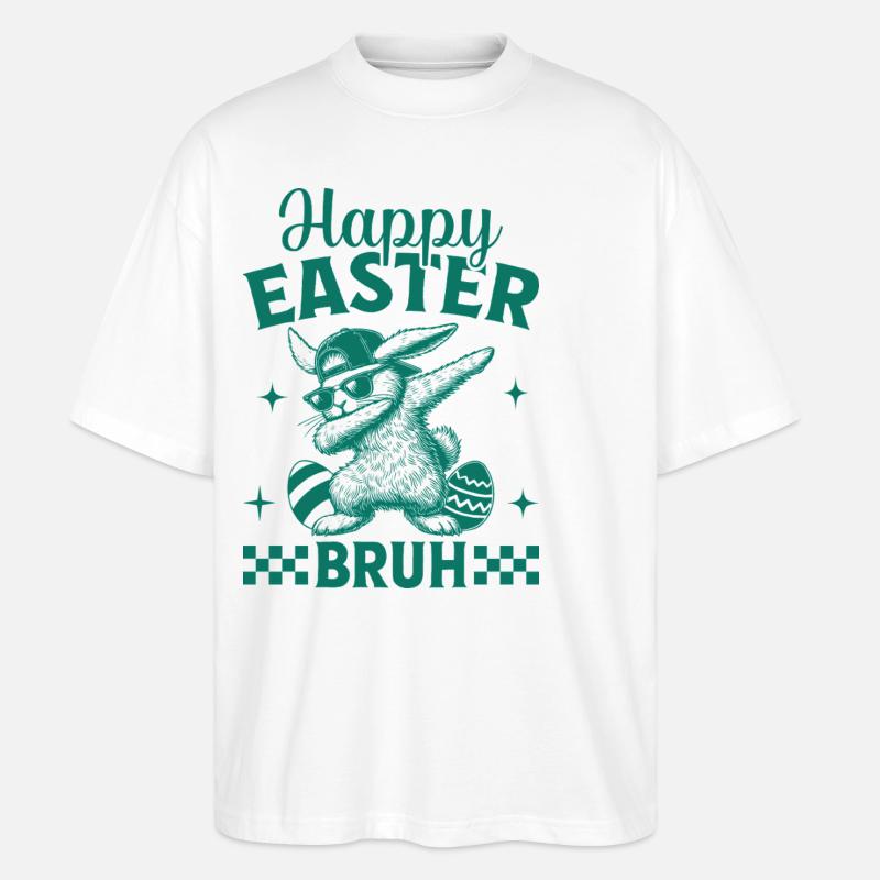 Joyeuses Pâques Bruh - T-shirt bio Blaster 2.0 coupe oversize Stanley/Stella Unisexe - blanc