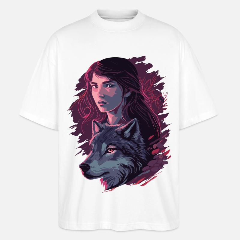 Wolfsmädchen - Stanley/Stella Oversized Unisex Bio T-Shirt Blaster 2.0 - Weiß