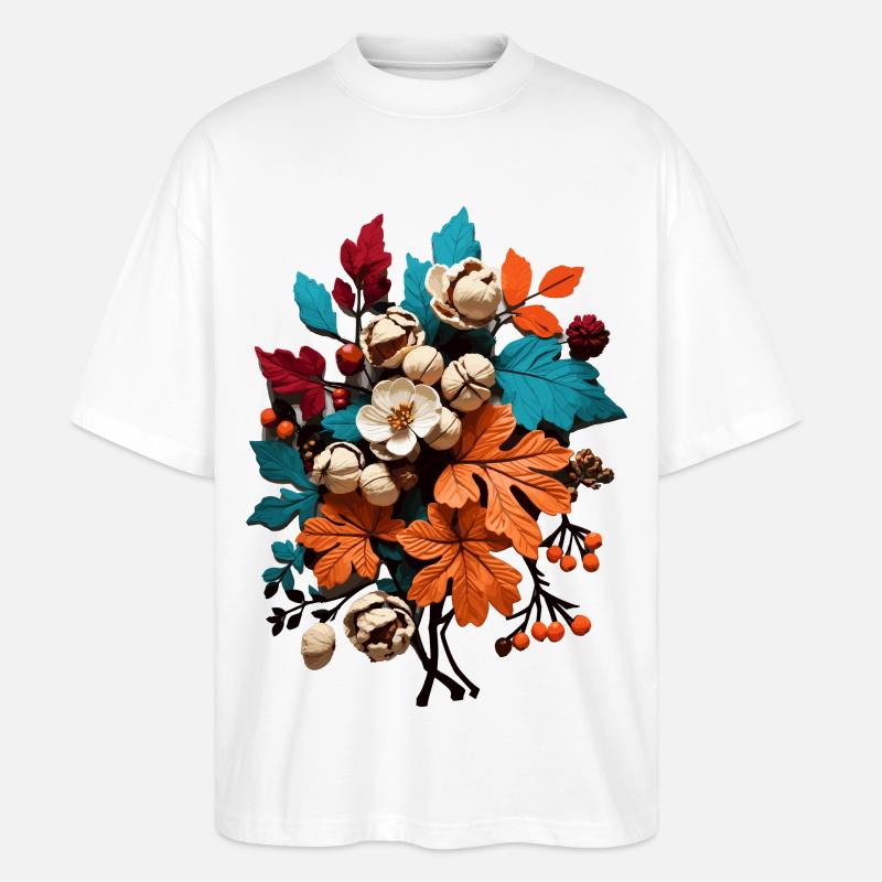 Herbst Blumen - Stanley/Stella Oversized Unisex Bio T-Shirt Blaster 2.0 - Weiß