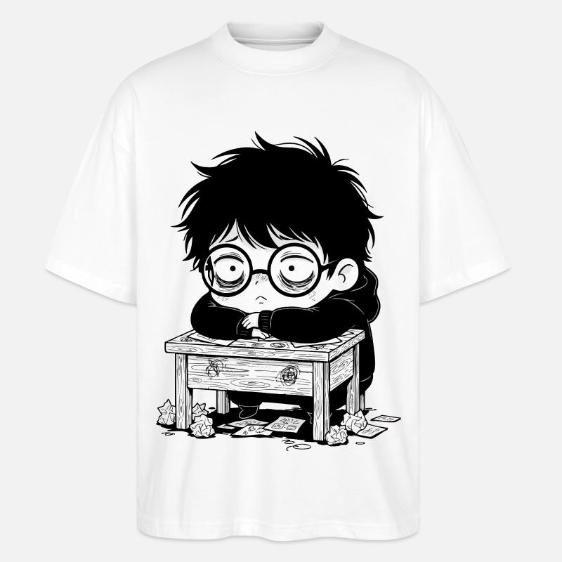 Studentischer Burnout-Büro – leerer Blick - Stanley/Stella Oversized Unisex Bio T-Shirt Blaster 2.0 - Weiß