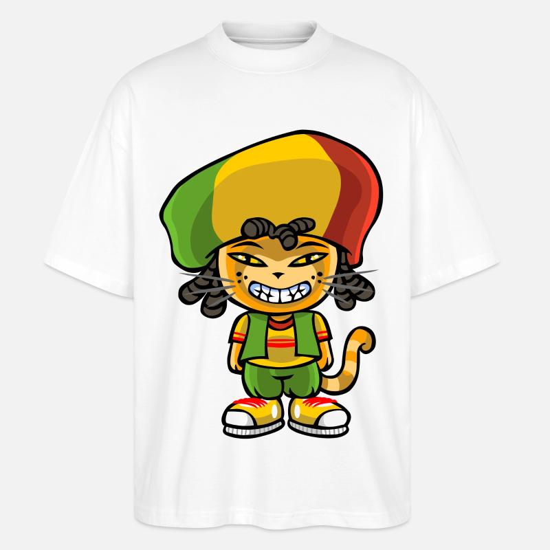 Reggae katze - Stanley/Stella Oversized Unisex Bio T-Shirt Blaster 2.0 - Weiß