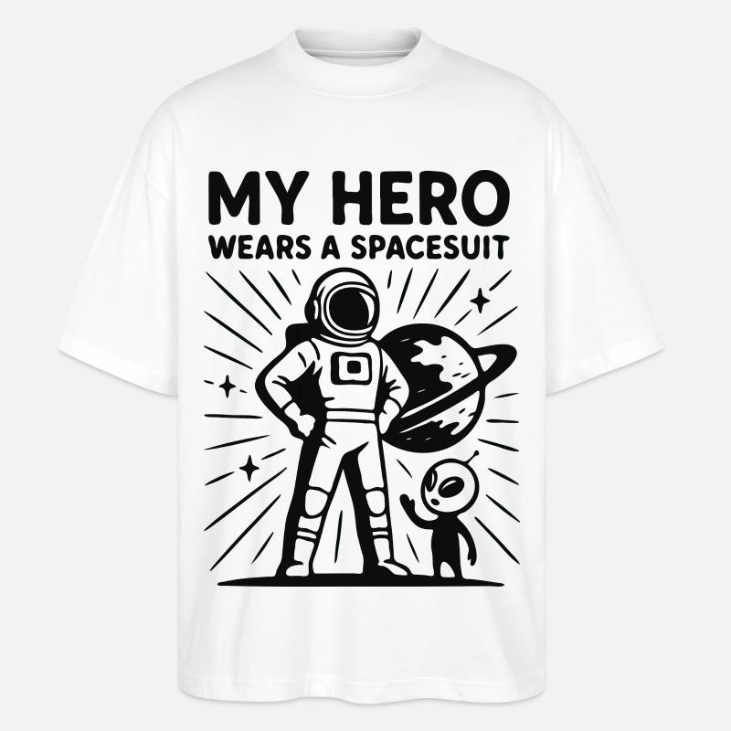 Héros de l’espace en combinaison spatiale - T-shirt bio Blaster 2.0 coupe oversize Stanley/Stella Unisexe - blanc