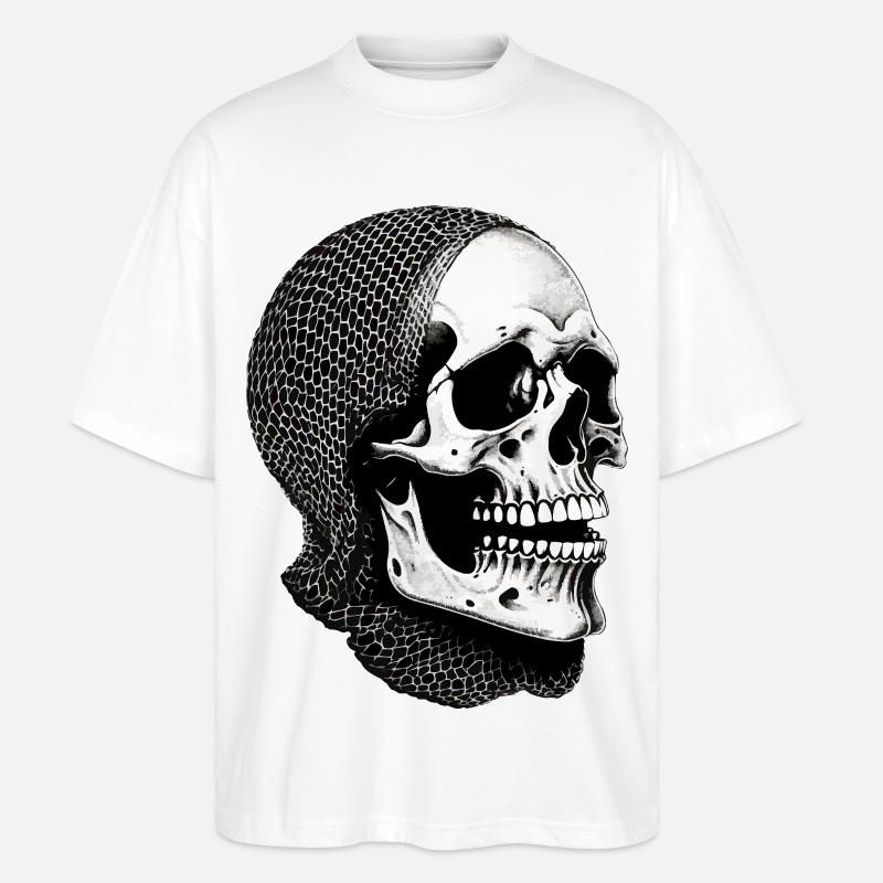 Schädel im Netzschal - Stanley/Stella Oversized Unisex Bio T-Shirt Blaster 2.0 - Weiß