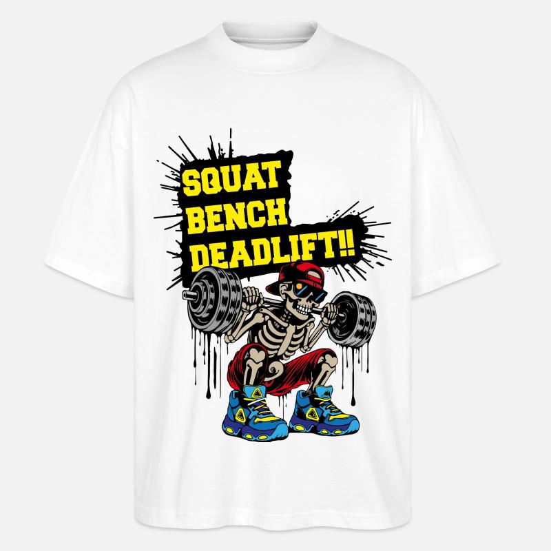 Soulevé de terre SquadBenchLift - T-shirt bio Blaster 2.0 coupe oversize Stanley/Stella Unisexe - blanc