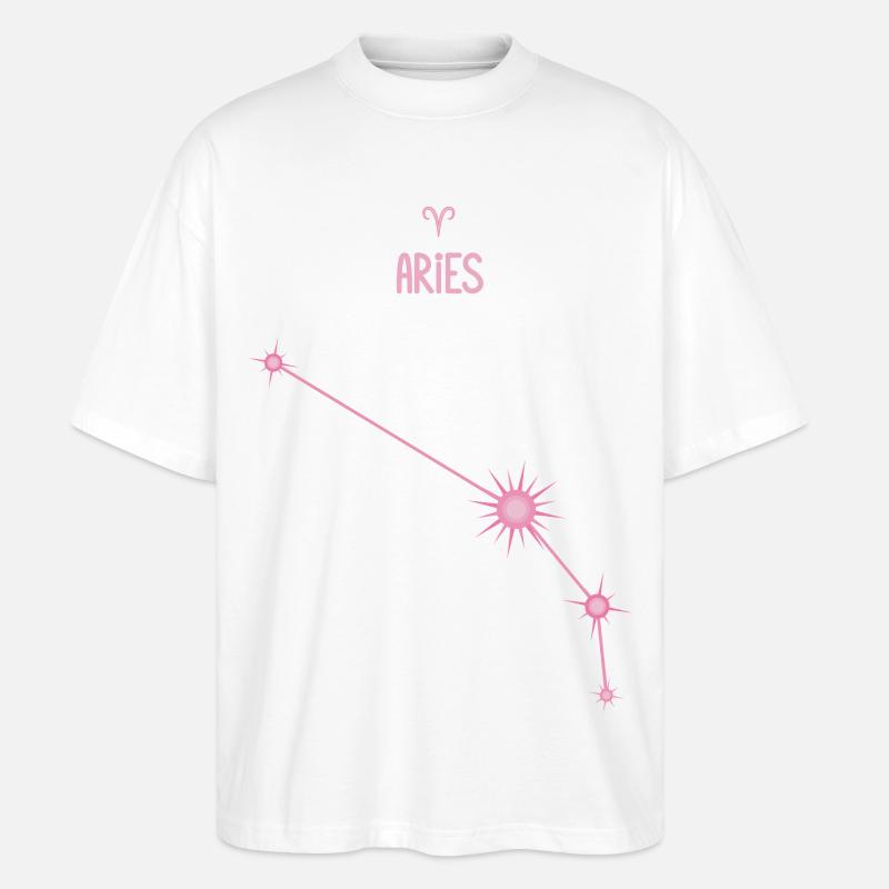 Widder-Tierkreiszeichen Sternbild Pastellrosa - Stanley/Stella Oversized Unisex Bio T-Shirt Blaster 2.0 - Weiß