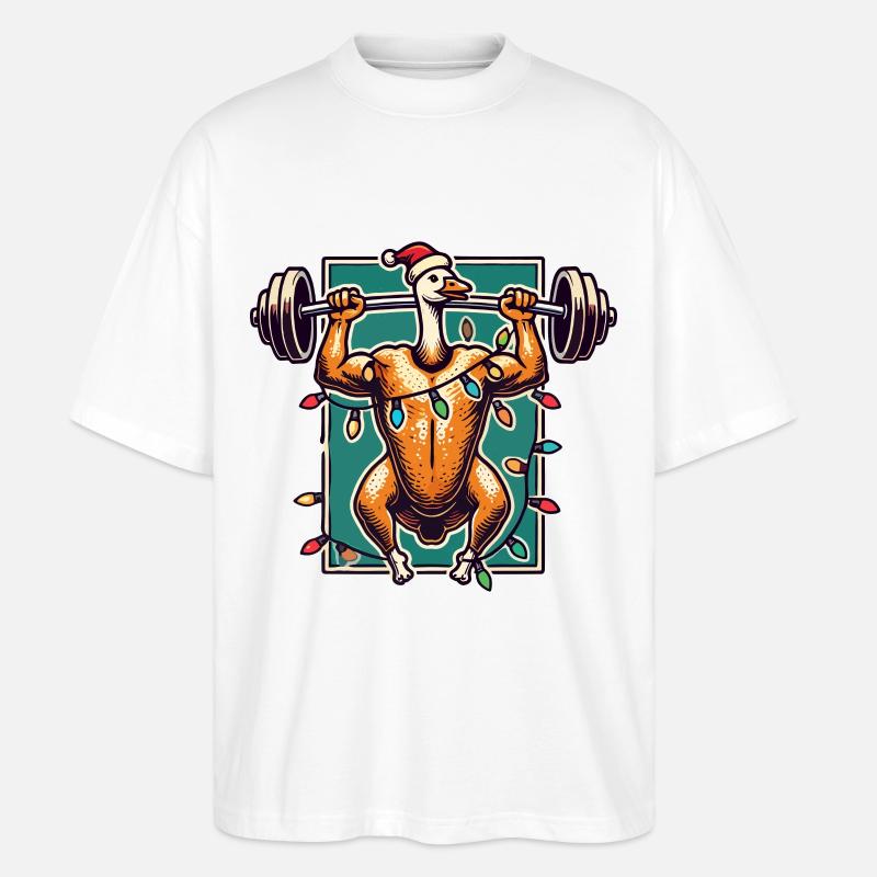 Musculation Oie de Noël Fun - T-shirt bio Blaster 2.0 coupe oversize Stanley/Stella Unisexe - blanc