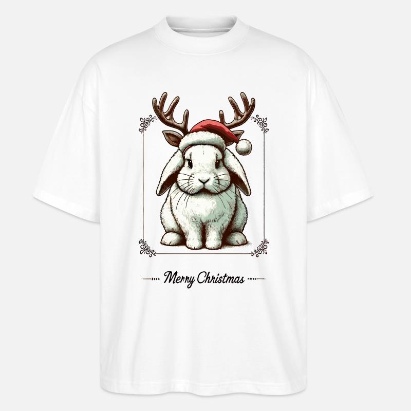 Mignon lapin style Noël - T-shirt bio Blaster 2.0 coupe oversize Stanley/Stella Unisexe - blanc