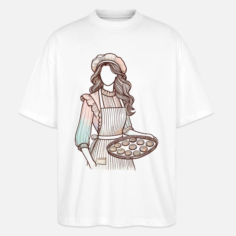Liebevoller Bäckerin Charm - Stanley/Stella Oversized Unisex Bio T-Shirt Blaster 2.0 - Weiß
