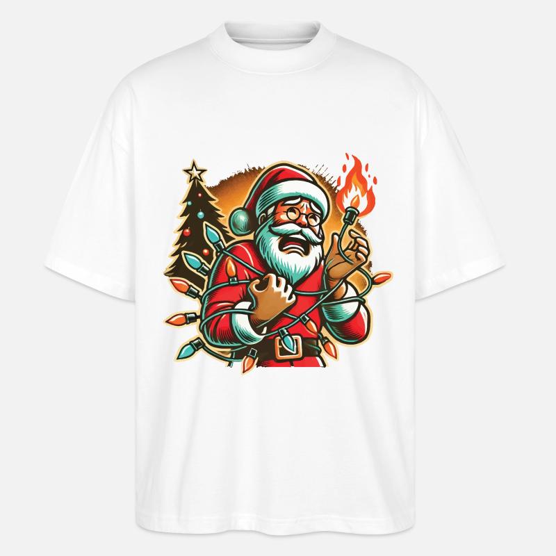 Weihnachtsmann Mit Stromschlag Humor - Stanley/Stella Oversized Unisex Bio T-Shirt Blaster 2.0 - Weiß