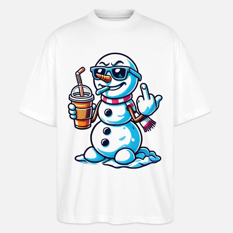 Cooler Schneemann Mit Mittelfinger Statement - Stanley/Stella Oversized Unisex Bio T-Shirt Blaster 2.0 - Weiß