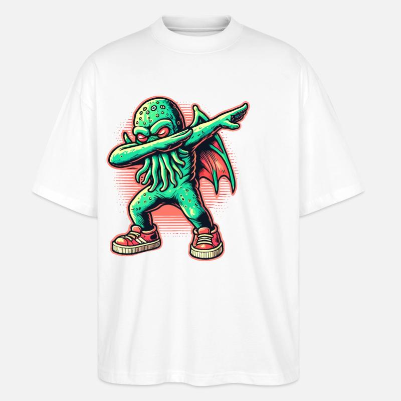Lustiger Dabbender Cthulhu Dabbing Design - Stanley/Stella Oversized Unisex Bio T-Shirt Blaster 2.0 - Weiß