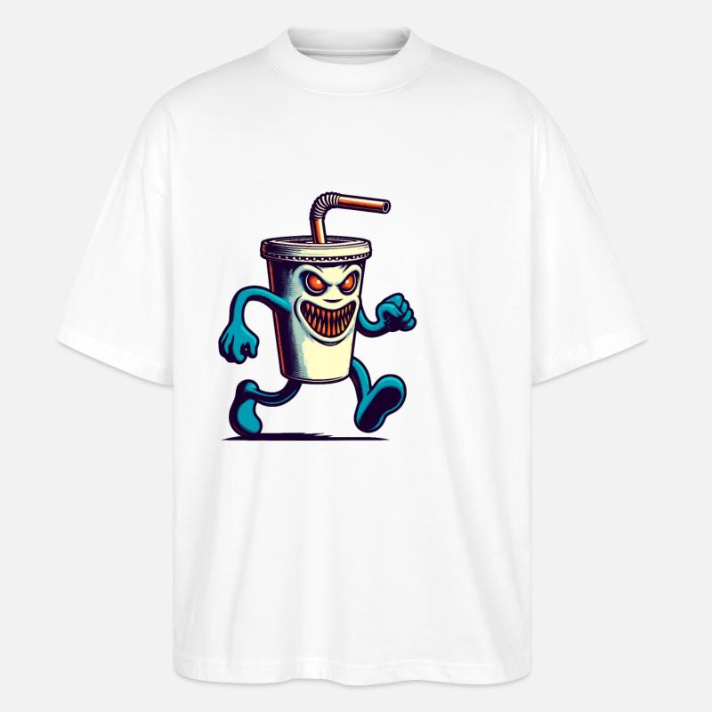 Scary Monster Drinking Cup Drinks - Stanley/Stella Oversized Unisex Organic T-shirt Blaster 2.0 - white