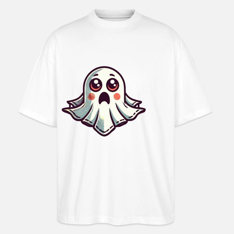 Scared Ghost Funny Ghost Design - Stanley/Stella Oversized Unisex Organic T-shirt Blaster 2.0 - white