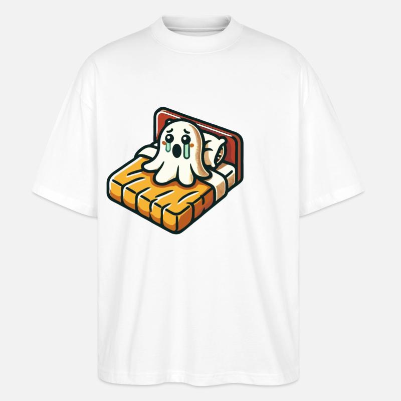 Sad Ghost Funny Ghost Design - Stanley/Stella Oversized Unisex Organic T-shirt Blaster 2.0 - white