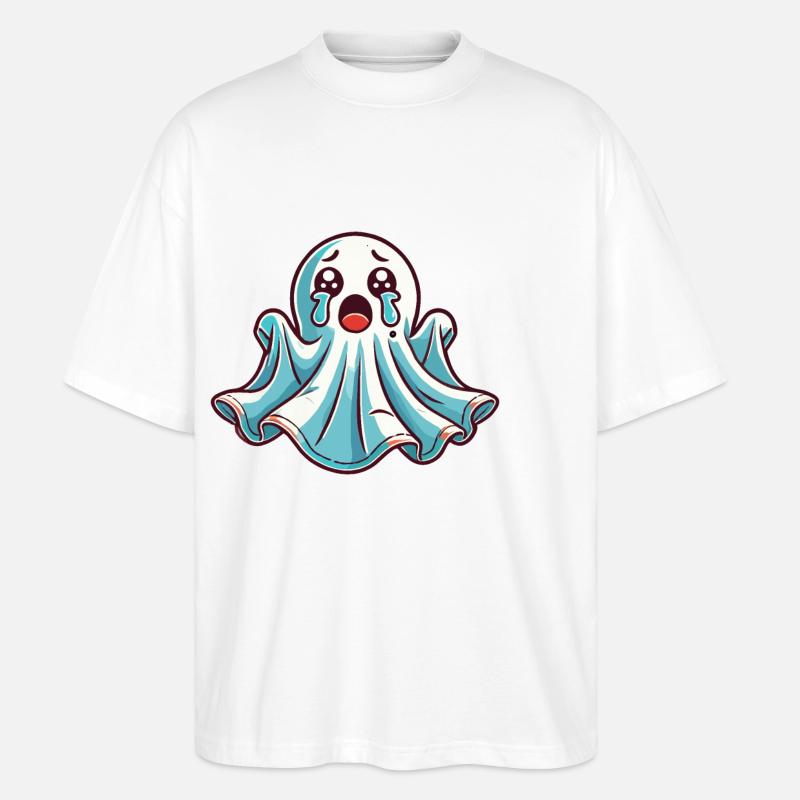 Sad Ghost Cute Weeping Ghosts - Stanley/Stella Oversized Unisex Organic T-shirt Blaster 2.0 - white