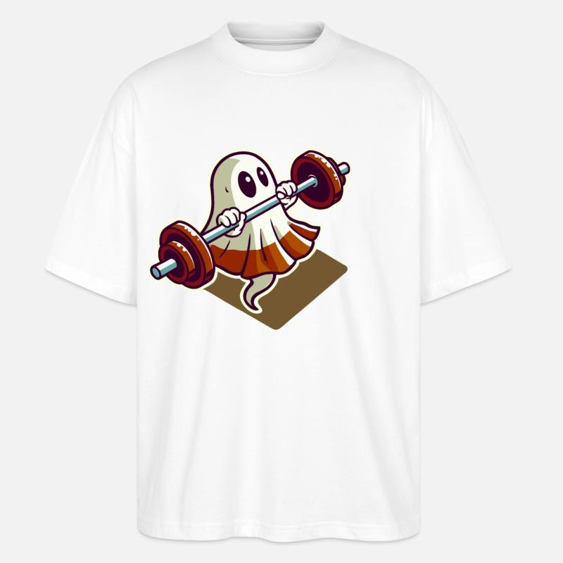 Bodybuilding Ghost Funny Gym Ghost - Stanley/Stella Oversized Unisex Organic T-shirt Blaster 2.0 - white