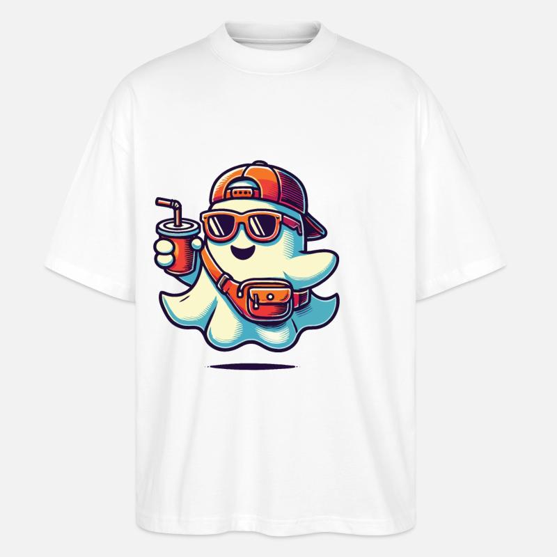 Fantôme d’halloween drôle effrayant - T-shirt bio Blaster 2.0 coupe oversize Stanley/Stella Unisexe - blanc