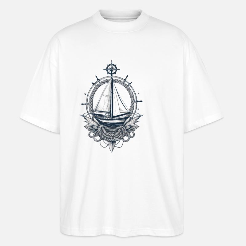 äSegelboot Kompass Nautik Abenteuer - Stanley/Stella Oversized Unisex Bio T-Shirt Blaster 2.0 - Weiß