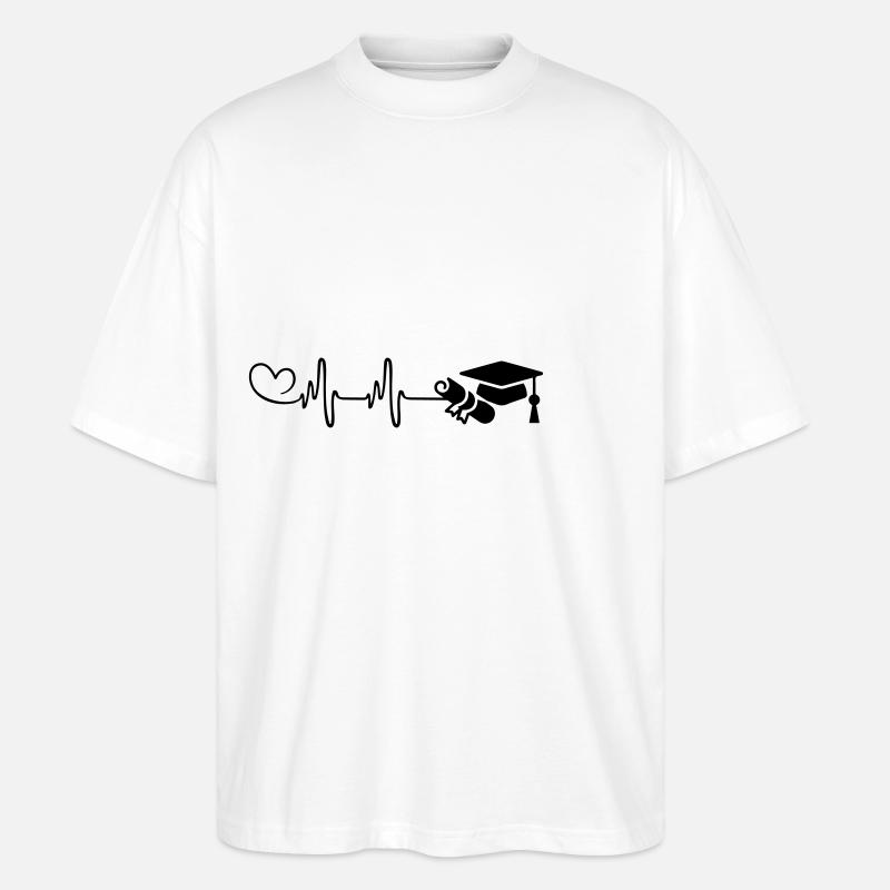 Student Cap Pulse Heart - Stanley/Stella Oversized Unisex Organic T-shirt Blaster 2.0 - white