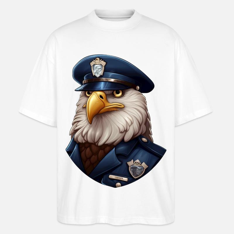 Polizei Eule - Stanley/Stella Oversized Unisex Bio T-Shirt Blaster 2.0 - Weiß