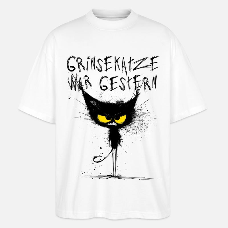 Grimmige Katze - Grinsekatze war gestern - Stanley/Stella Oversized Unisex Bio T-Shirt Blaster 2.0 - Weiß