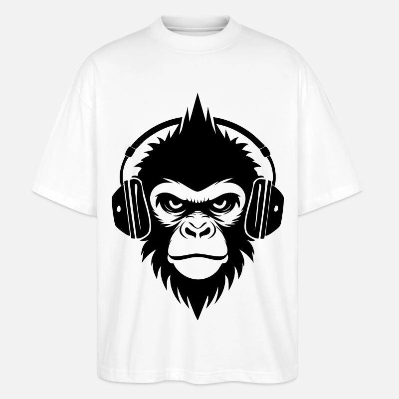 Klassischer Affenkopf Punk Studio Mix Shirt - Stanley/Stella Oversized Unisex Bio T-Shirt Blaster 2.0 - Weiß