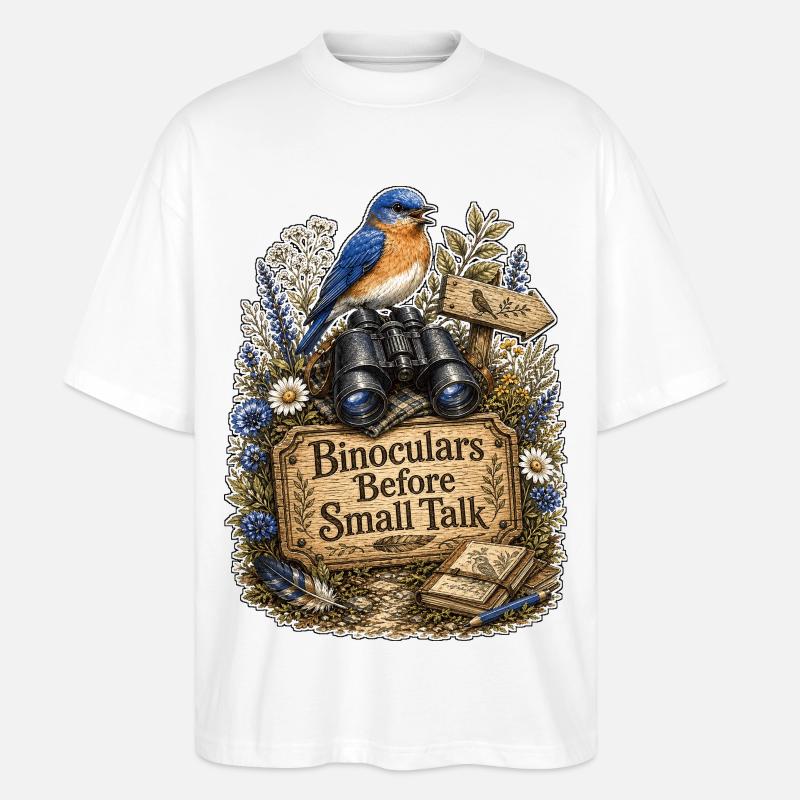 Binoculars Before Small Talk Clouds - Stanley/Stella Oversized Unisex Organic T-shirt Blaster 2.0 - white