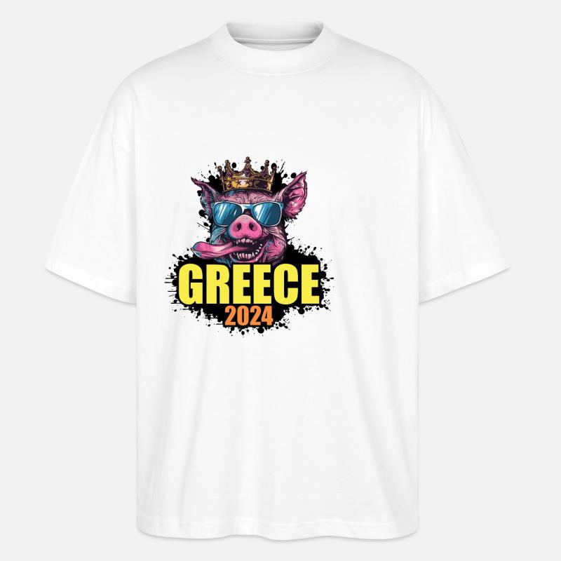 Grèce 2024 Cochon - T-shirt bio Blaster 2.0 coupe oversize Stanley/Stella Unisexe - blanc