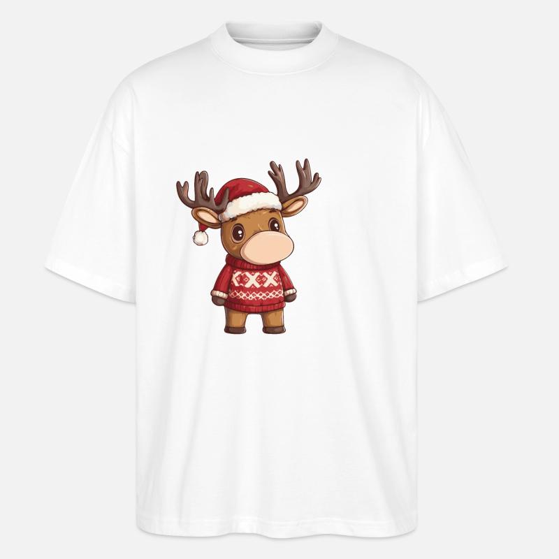 Elch Weihnachten Comic - Stanley/Stella Oversized Unisex Bio T-Shirt Blaster 2.0 - Weiß