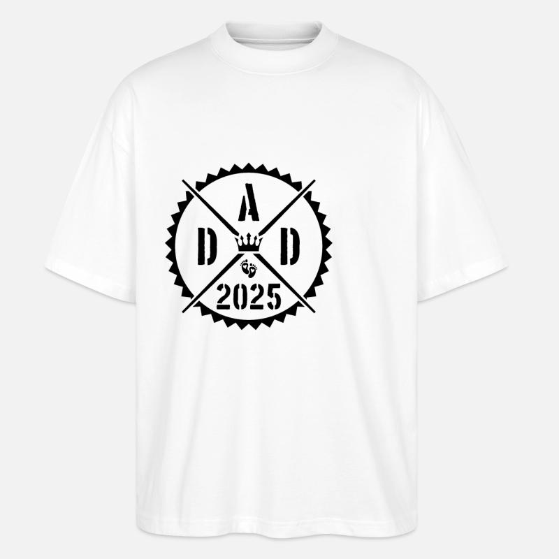 Papa 2025 Paternité Papa Dire - T-shirt bio Blaster 2.0 coupe oversize Stanley/Stella Unisexe - blanc