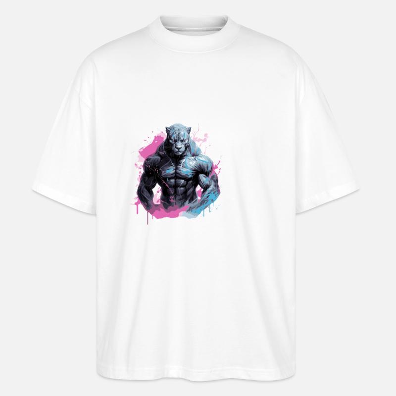 Muscle léopard Musculation Bête - T-shirt bio Blaster 2.0 coupe oversize Stanley/Stella Unisexe - blanc