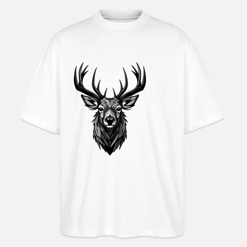Hirsch Kopf - Stanley/Stella Oversized Unisex Bio T-Shirt Blaster 2.0 - Weiß