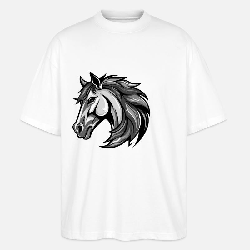 Pferd Kopf - Stanley/Stella Oversized Unisex Bio T-Shirt Blaster 2.0 - Weiß