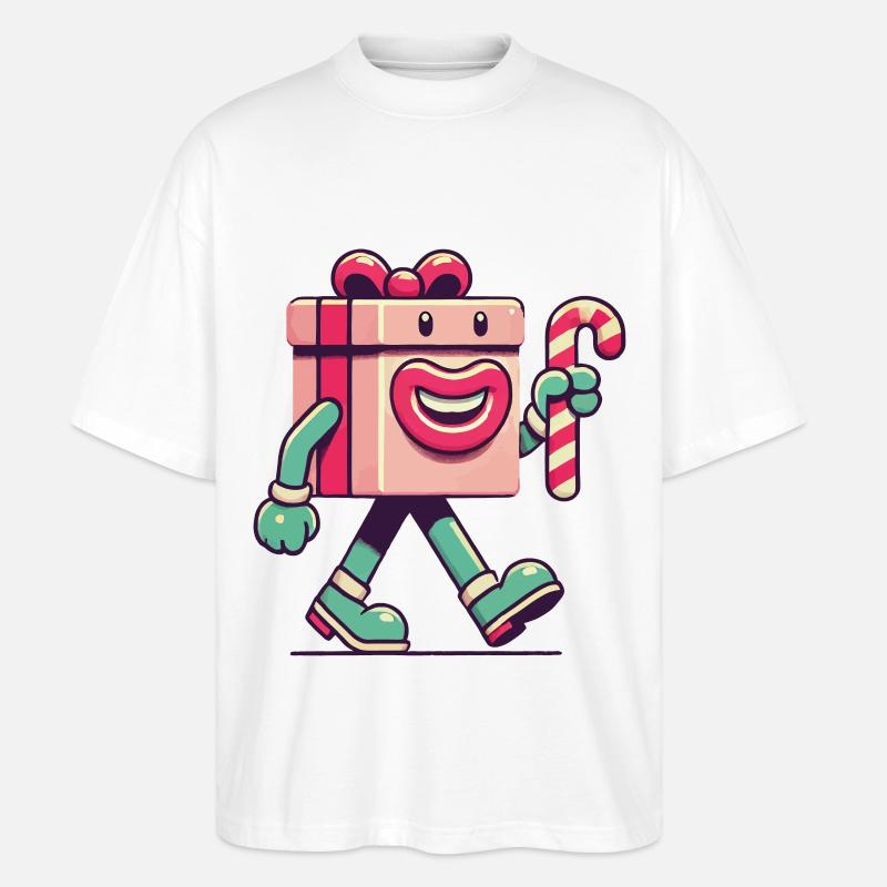 Fröhliches Weihnachtsgeschenk Maskottchen - Stanley/Stella Oversized Unisex Bio T-Shirt Blaster 2.0 - Weiß