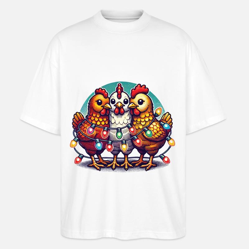 Weihnachten Mit Lustigen Hühnern - Stanley/Stella Oversized Unisex Bio T-Shirt Blaster 2.0 - Weiß
