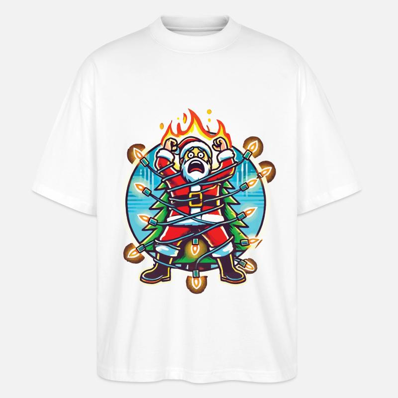 Weihnachtsmann Stromschlag Chaos Katastrophe - Stanley/Stella Oversized Unisex Bio T-Shirt Blaster 2.0 - Weiß