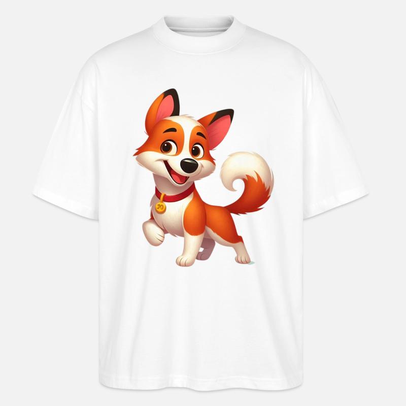 Fox Terrier 8 - Stanley/Stella Oversized Unisex Organic T-shirt Blaster 2.0 - white