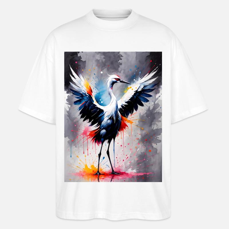 Kranich - Stanley/Stella Oversized Unisex Bio T-Shirt Blaster 2.0 - Weiß
