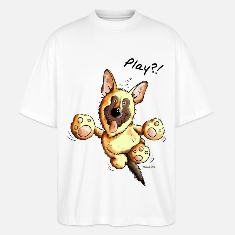 Schäferhund Play - Deutscher Schäferhund - Hund - Stanley/Stella Oversized Unisex Bio T-Shirt Blaster 2.0 - Weiß