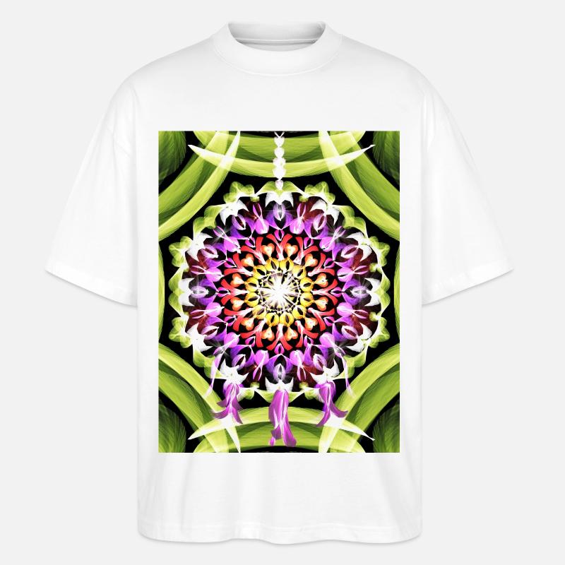 Traumfänger Blütenmandala - Stanley/Stella Oversized Unisex Bio T-Shirt Blaster 2.0 - Weiß