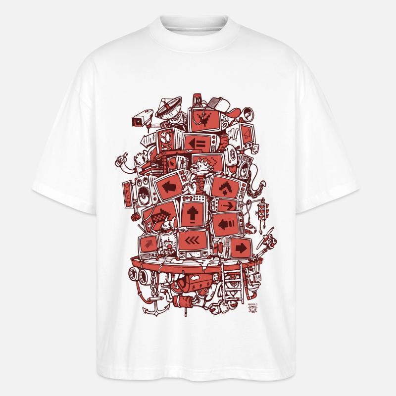 TV Project 2 Farben - Stanley/Stella Oversized Unisex Bio T-Shirt Blaster 2.0 - Weiß