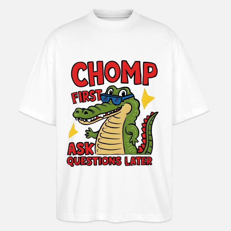 Chomp First, Ask Questions Later - Stanley/Stella Oversized Unisex Bio T-Shirt Blaster 2.0 - Weiß