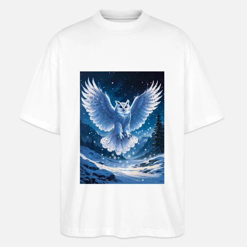 Schnee-Eule - Stanley/Stella Oversized Unisex Bio T-Shirt Blaster 2.0 - Weiß