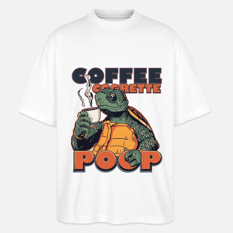 Lizard Schildkröte Kaffee Kippe Gaffel Zigarette - Stanley/Stella Oversized Unisex Bio T-Shirt Blaster 2.0 - Weiß